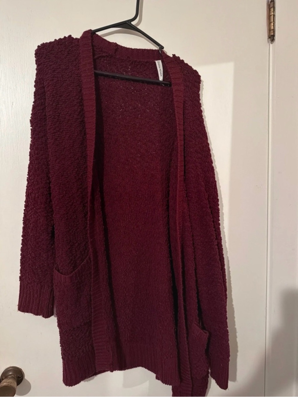 Cozy Open-Front Burgundy Women's Sweater Cardigan XL